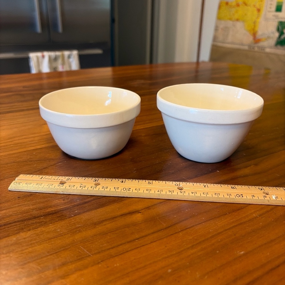 Lot of 2 Similar Vintage White Pudding Mixing Prep Bowls England 1 x Mason Cash